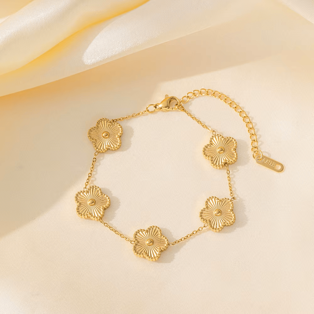 Lucky Bracelet - Pulsera de Trebol de Cinco Hojas Oro